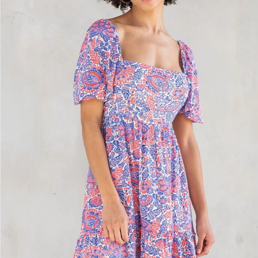 Lovestitch Pink and Blue Smocked Midi Sundress